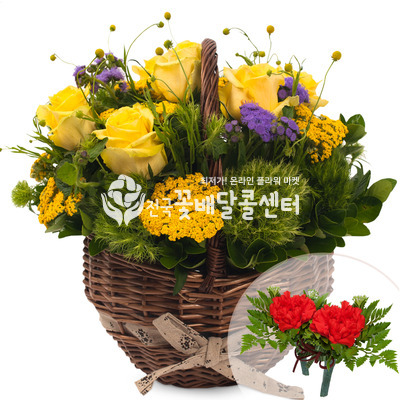 노랑장미혼합바구니3
