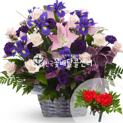 흰장미혼합바구니